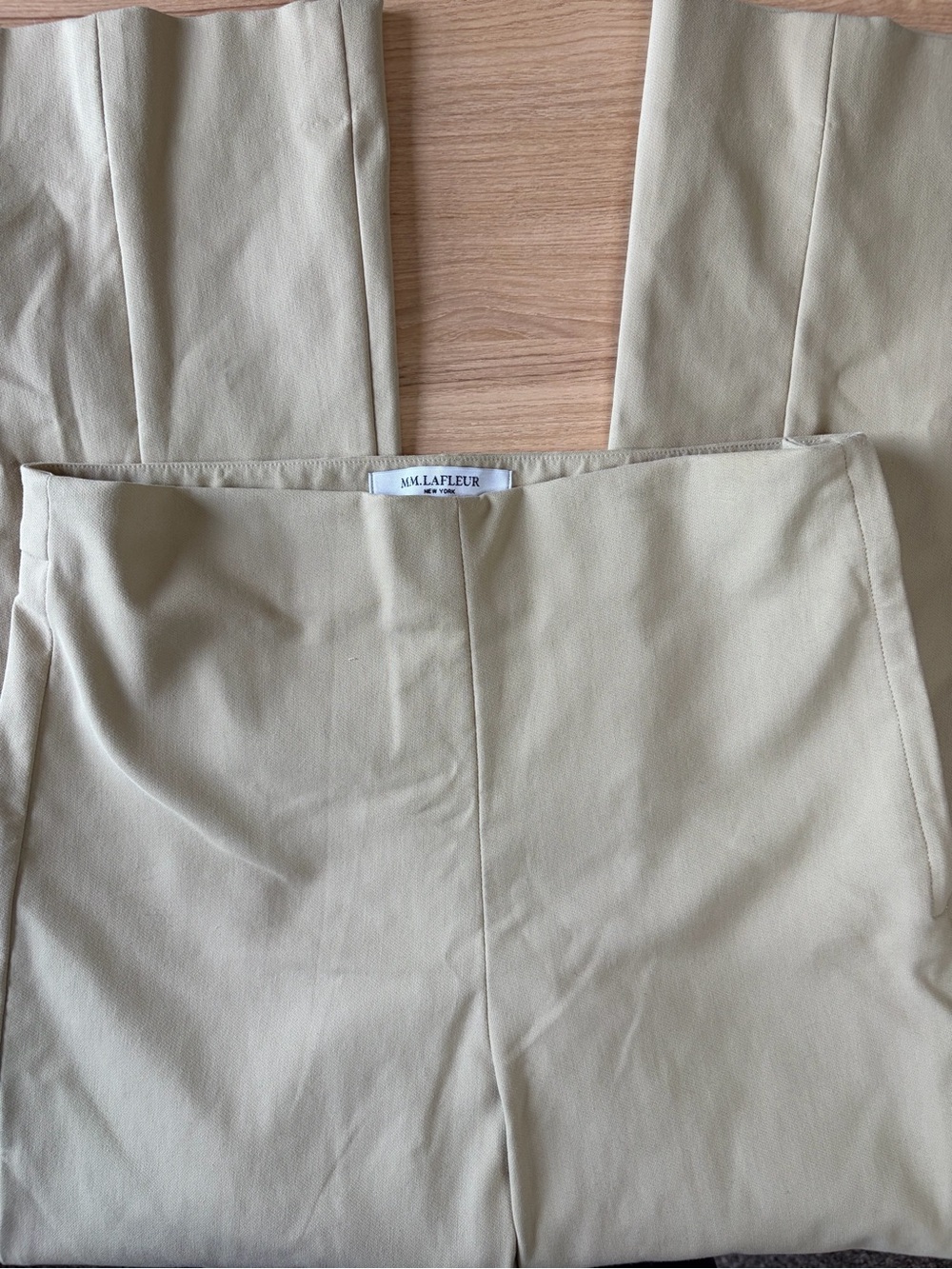 MM LaFleur Womens Beige Italian Stretch Cotton Side Zip Flare Trousers Pants 10